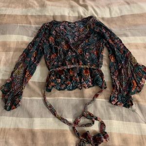 angie low cut long sleeve blouse